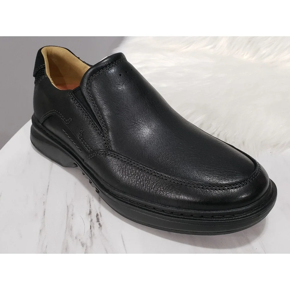NEW NO BOX SIZE 8.5 Clarks Un Briley Step Black Leather Casual Loafer Shoe Men's